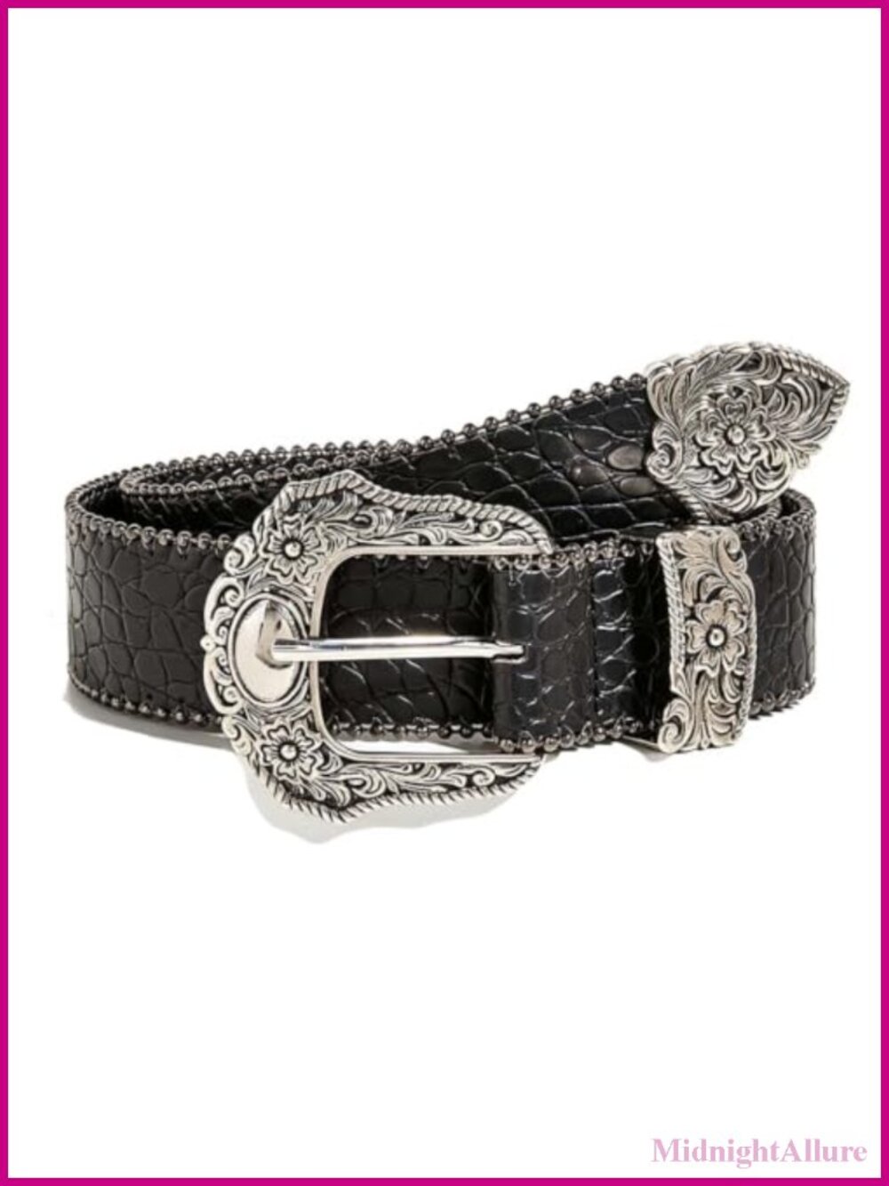 Western PU Leather Belt Adjustable Metal Buckle for Jeans